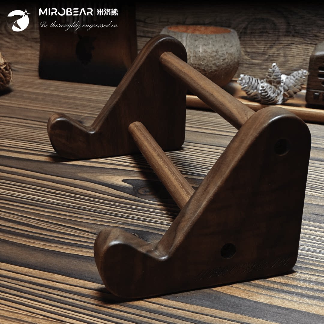 Tablet Accessories Gifts - Massief houten toetsenbordopbergrek van zwart walnoothout
