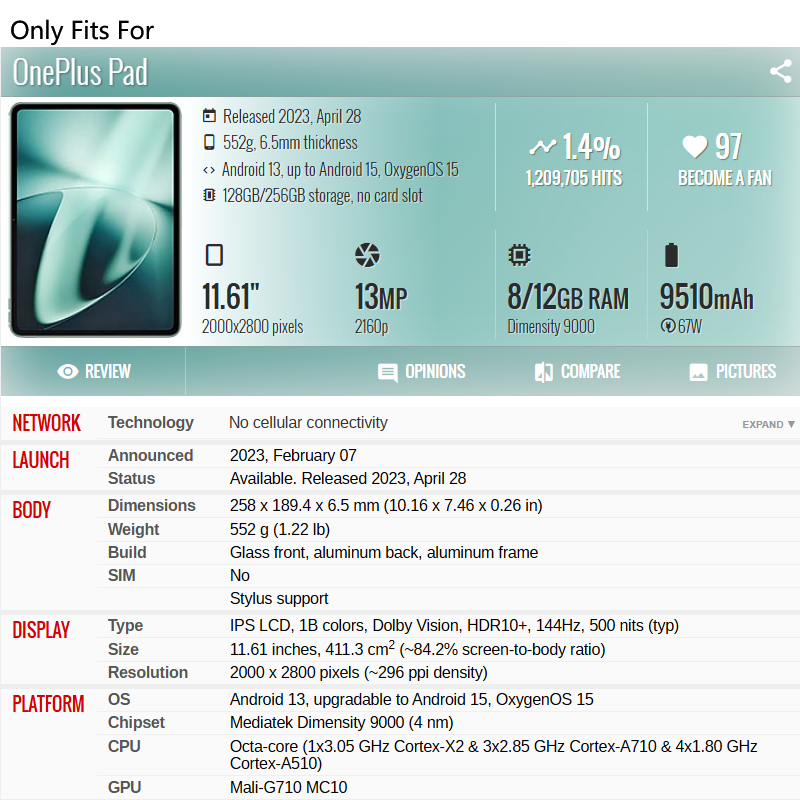 OnePlus Pad hoesje 11.61 inch  - Lenovo Tablet With Accessories recensie en prijs